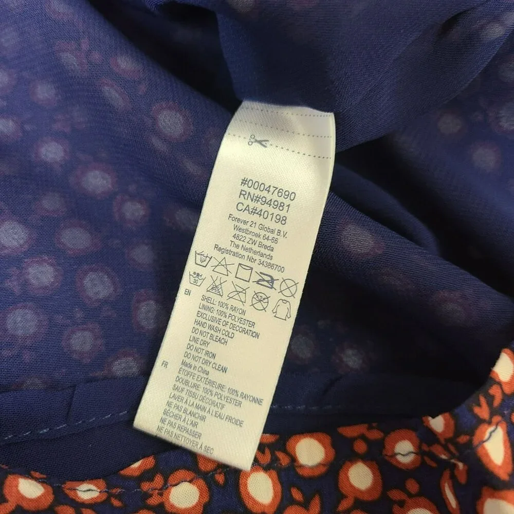 I Love H81 Womens SM Sleeveless Apple Polka Dot Print Dress Blue Red Rayon Lined - Picture 11 of 12